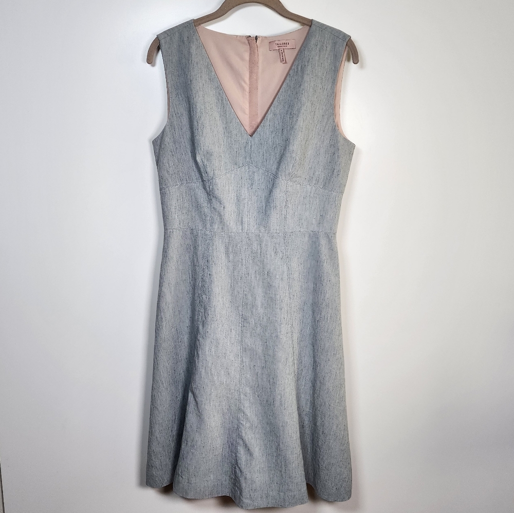 Tailored Rebecca Taylor Grey Linen Blend Sleeveless Career Office Dress 8 - Picture 2 of 14